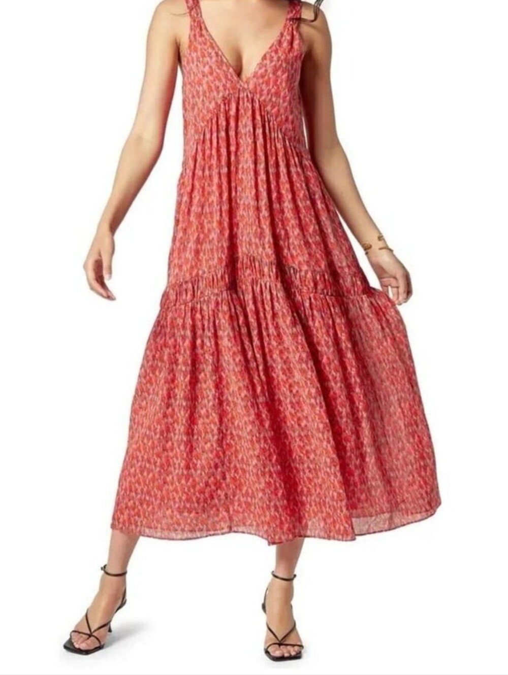 Joie Bondi Cotton Tiered Midi Maxi Dress Tea Rose XXL Cottagecore Western NWT